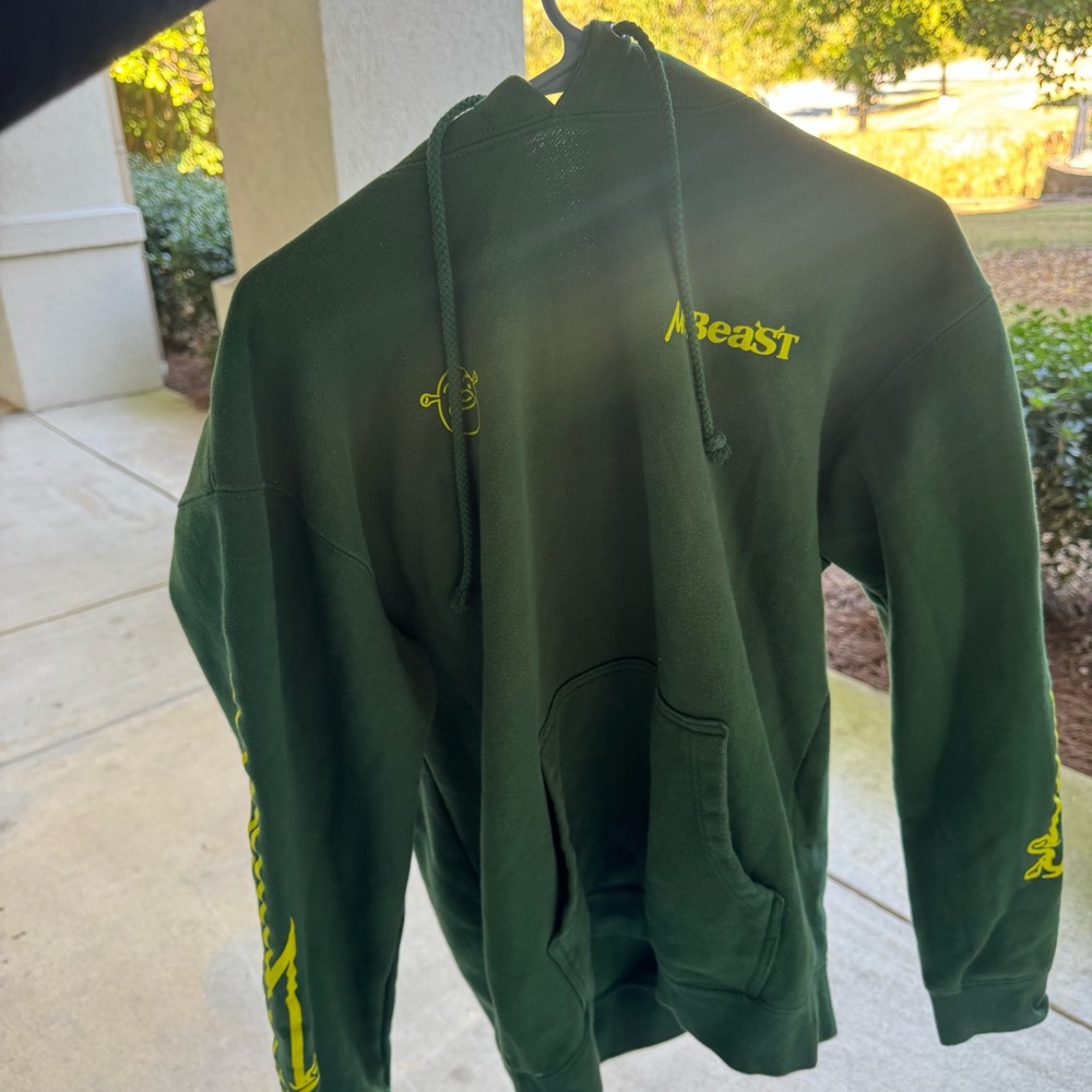 Mr Beast X Shrek Green Pullover Hoodie Hooded Sweatshirt Mens Medium Dreamworks